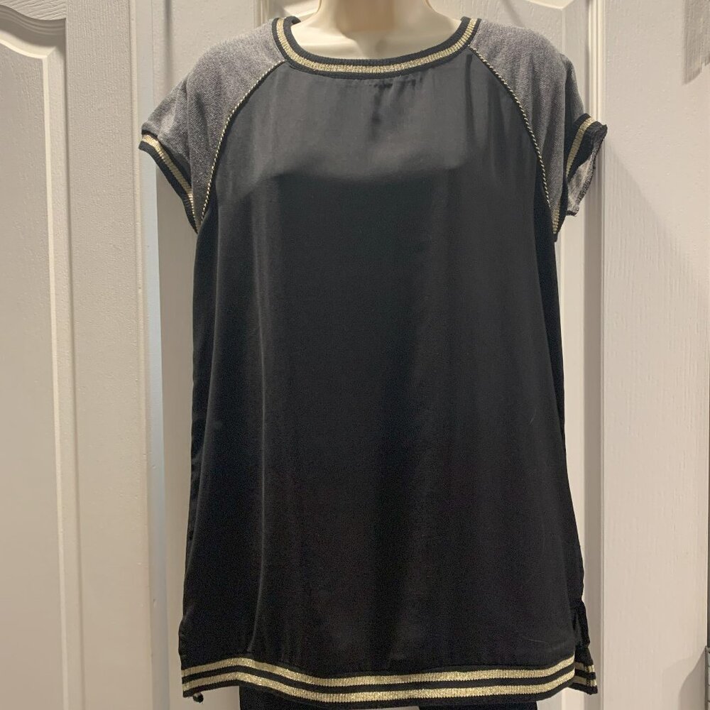 Sanctuary Clothing Black Top with Gold Stripes